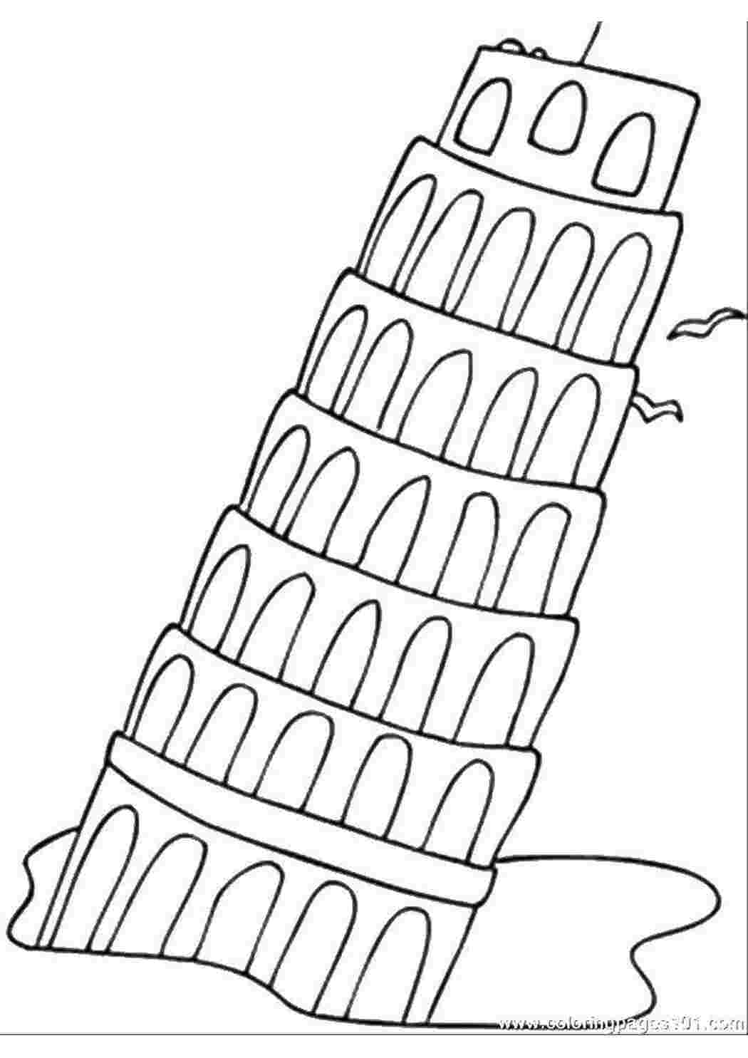 Раскраски Наклоненная пизанская башня раскраски достопримечательности, пизанская башня