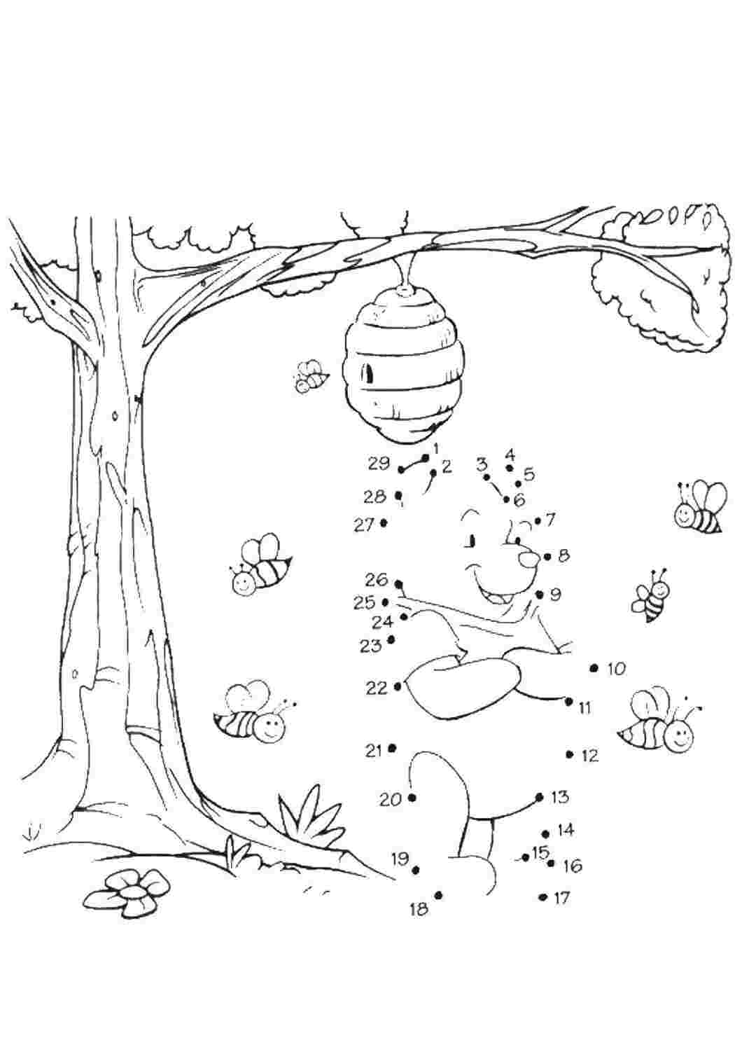 Раскраски Винни пух раскраски по номерам винни пух, пчелы, номера