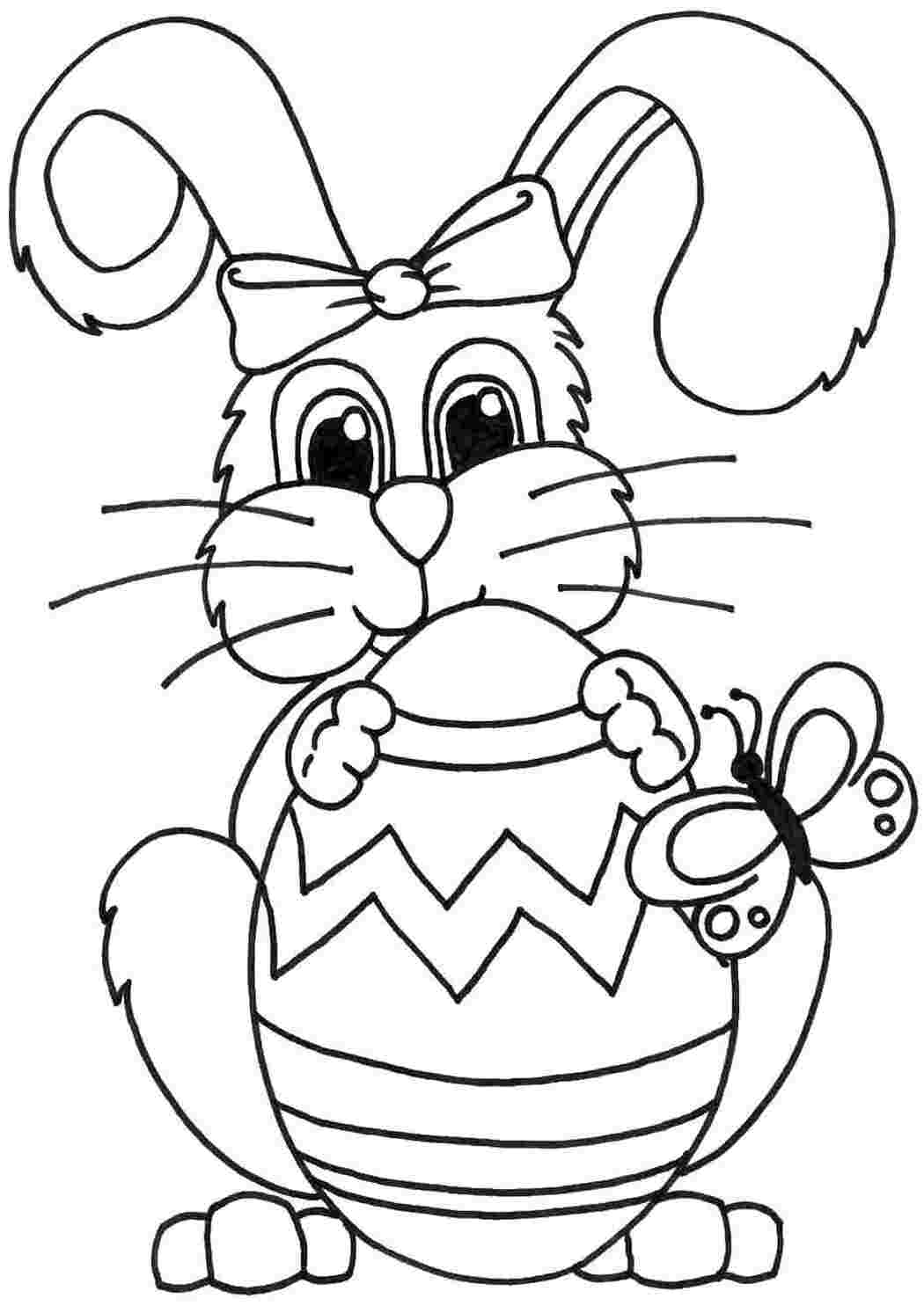 Раскраски Крольчиха с большим яйцом и бабочка кролик яйцо