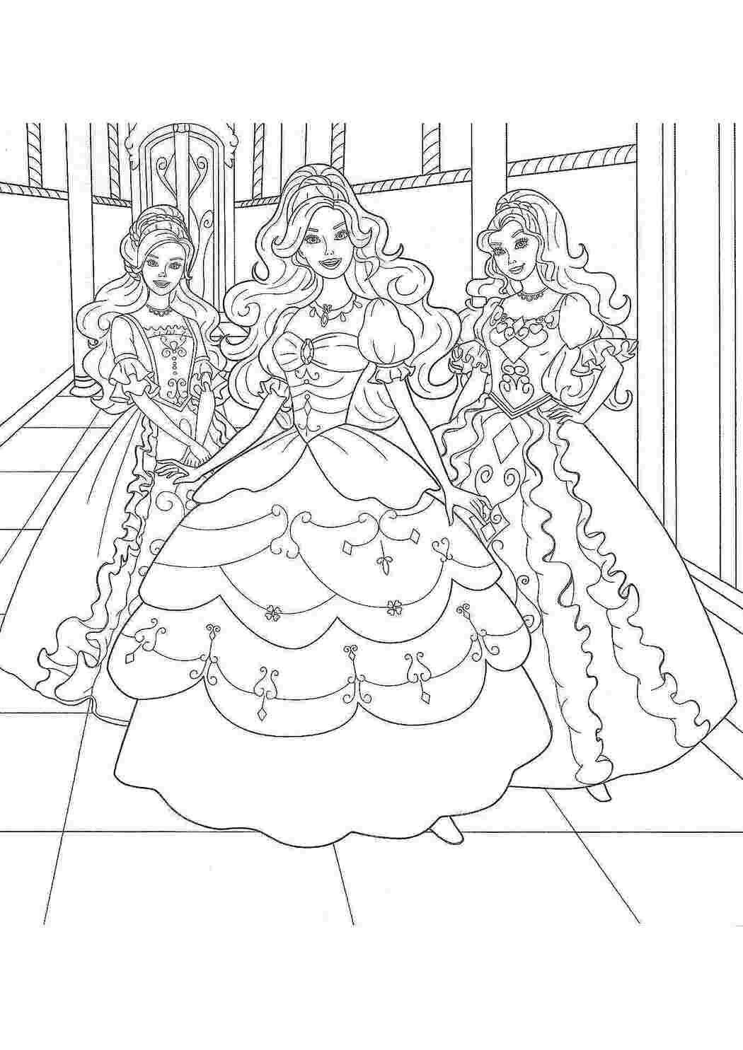 Раскраски Барби принцессы в пышных платьях Платья Одежда, платье