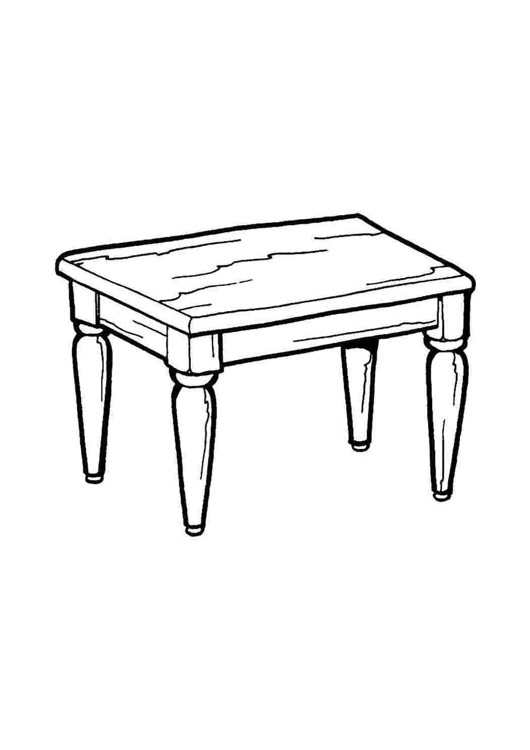 Раскраска Стол с ящиками | Раскраски мебель и предметы интерьера