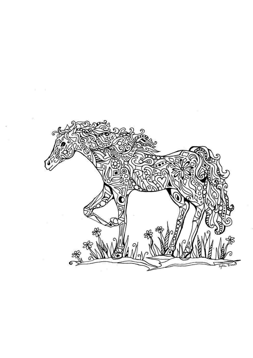 Раскраски Лошадь из узоров узоры Узор, животные, лошадь
