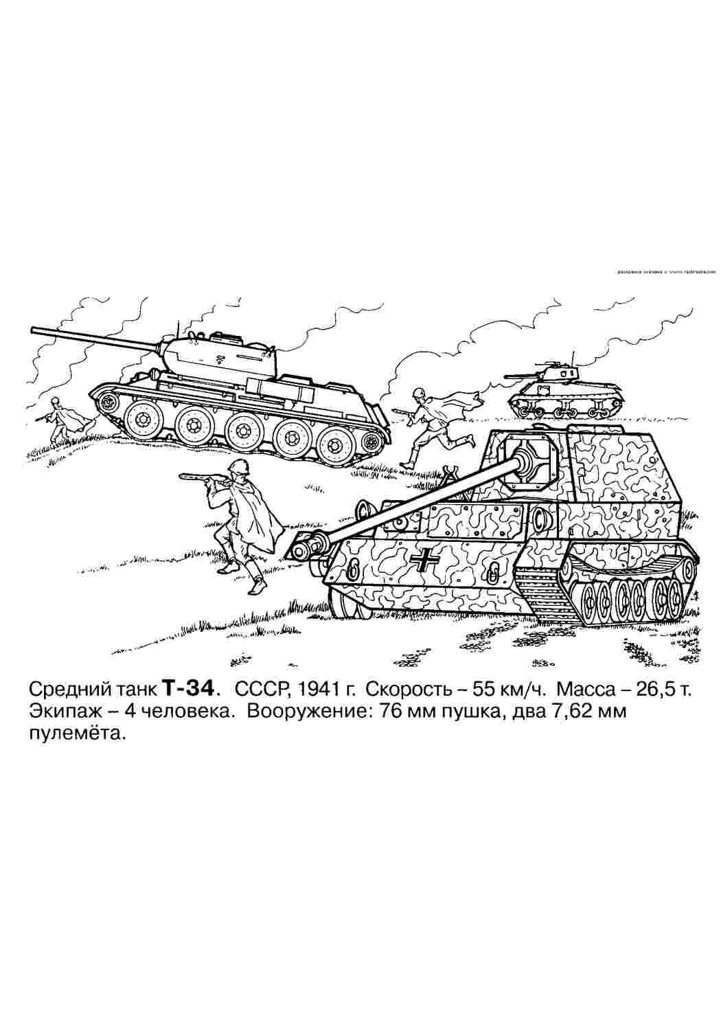 Раскраски танки, Т-34, война Раскраски Танки 