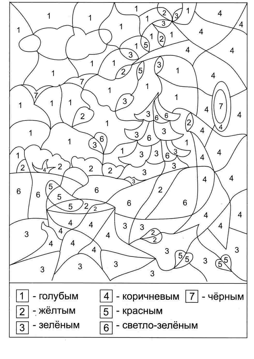 Раскраски математические раскраски  для дошкольников математические раскраски для дошкольников, обучающие раскраски, раскрась по цифрам, лес  Раскраски скачать онлайн