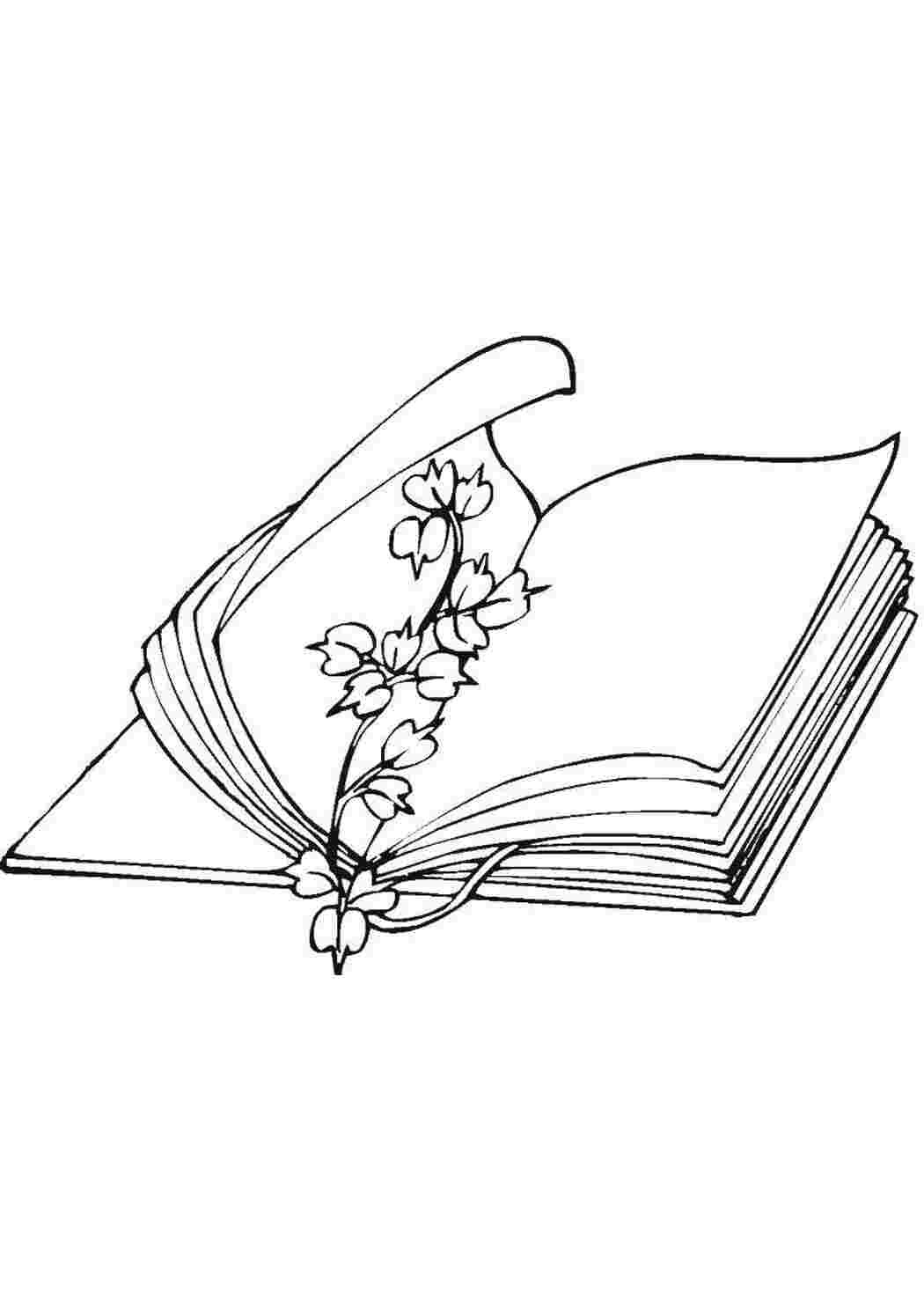 Раскраски Закладка с цветами книга книга