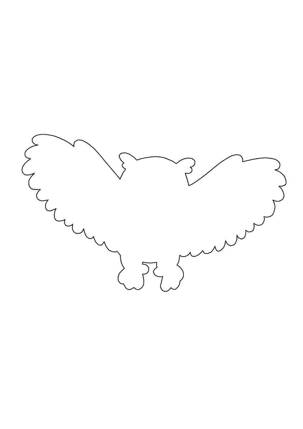 Раскраски Контур летящей совы Контуры птиц контур, птица, сова