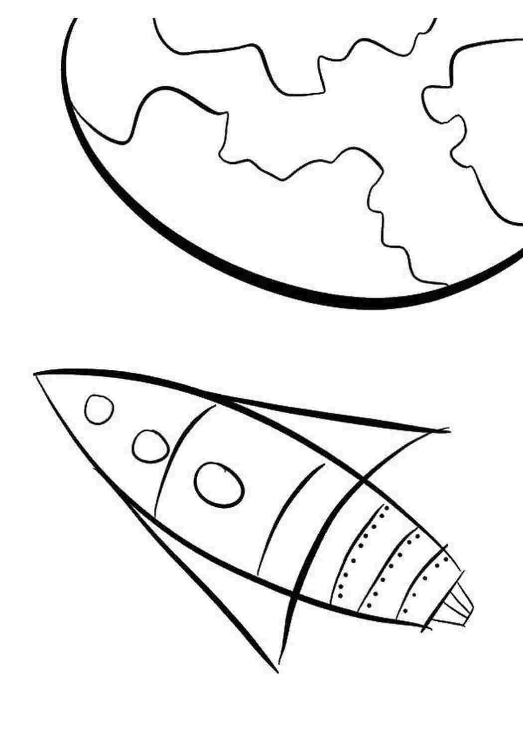 Раскраски Ракета пролетает землю ракеты Ракета