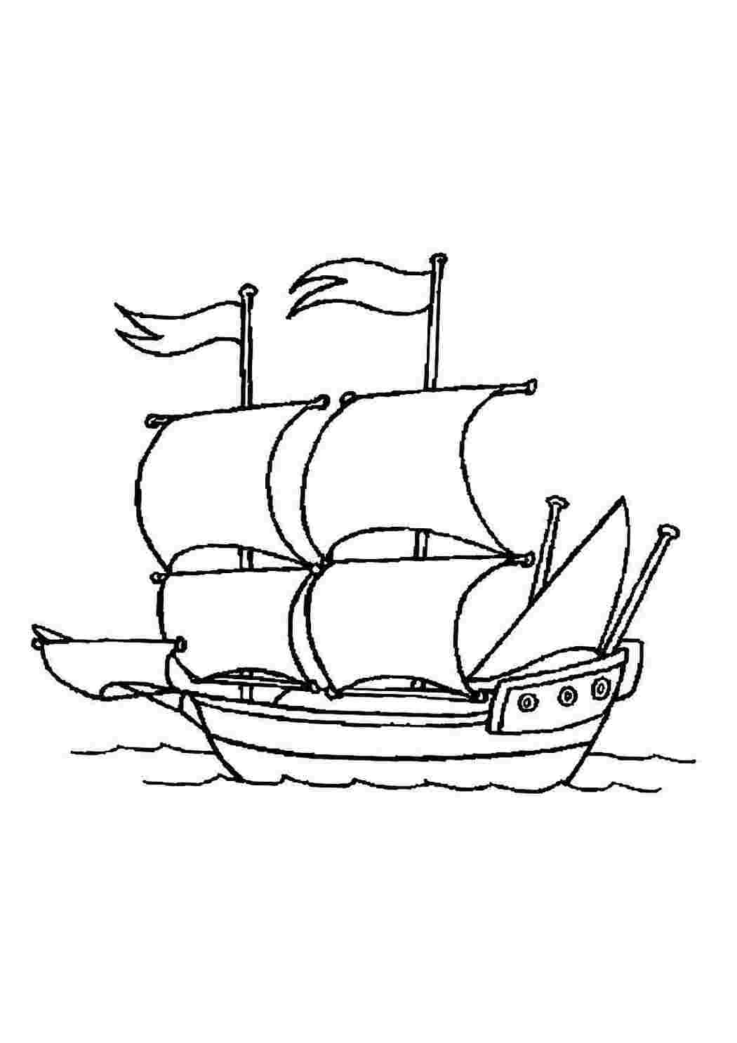 Корабль на море Раскраски для мальчиков