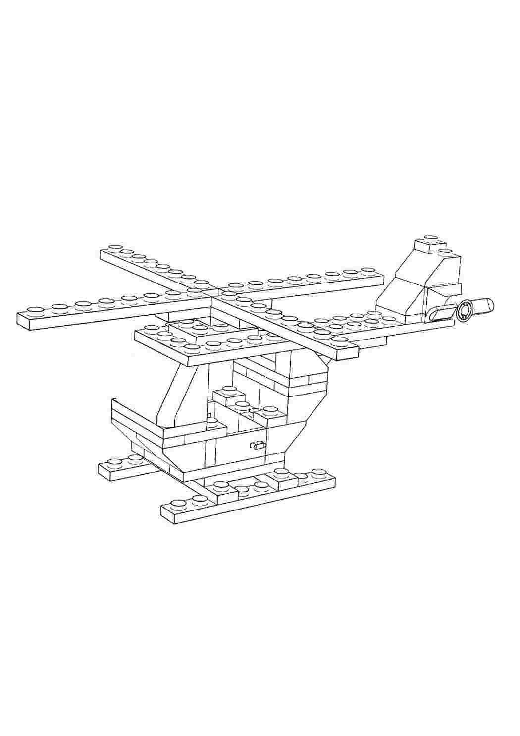 Раскраски Вертолет из лего для мальчиков вертолет, конструктор, лего