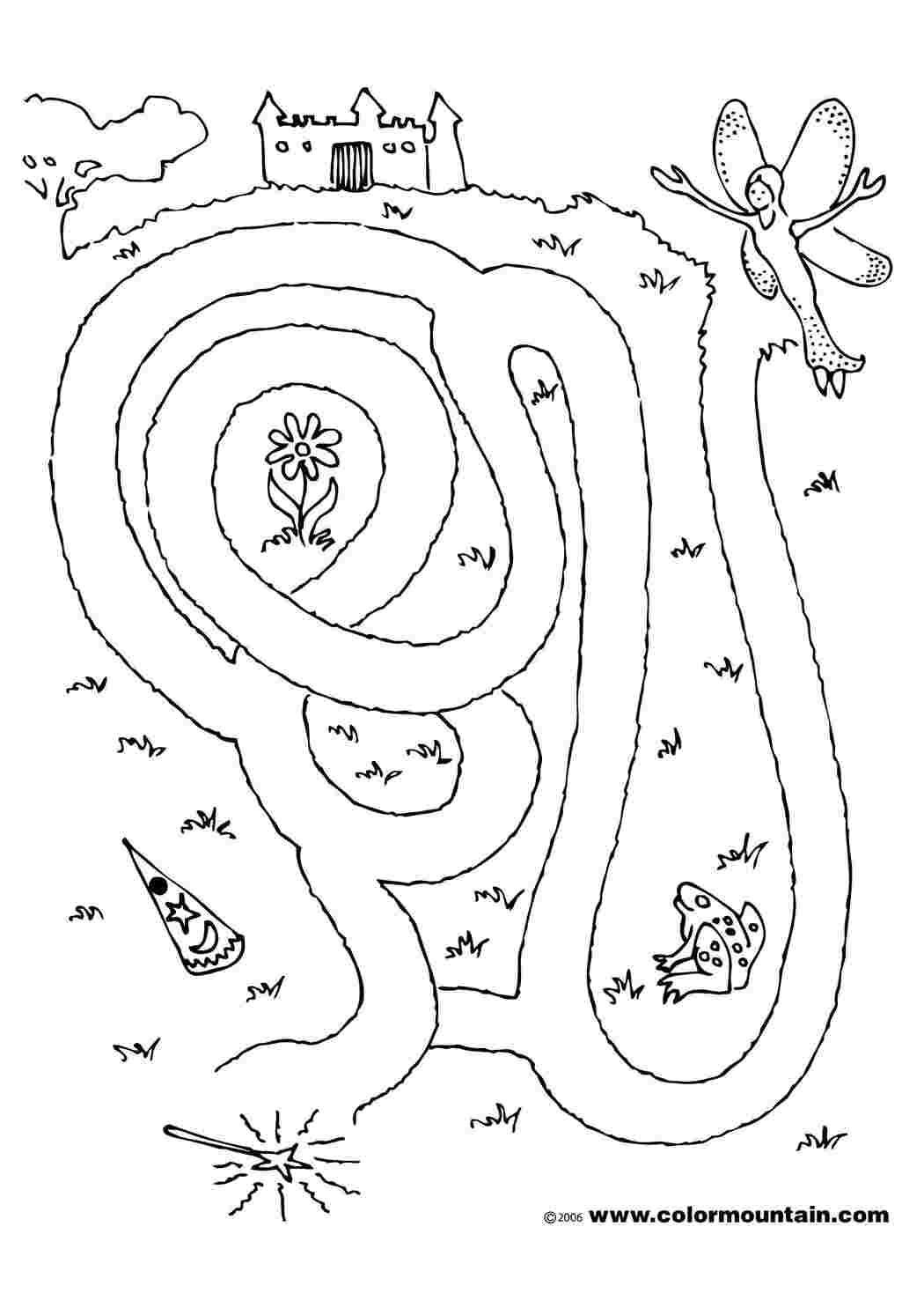 Раскраски Помоги фее Лабиринты Лабиринт, логика