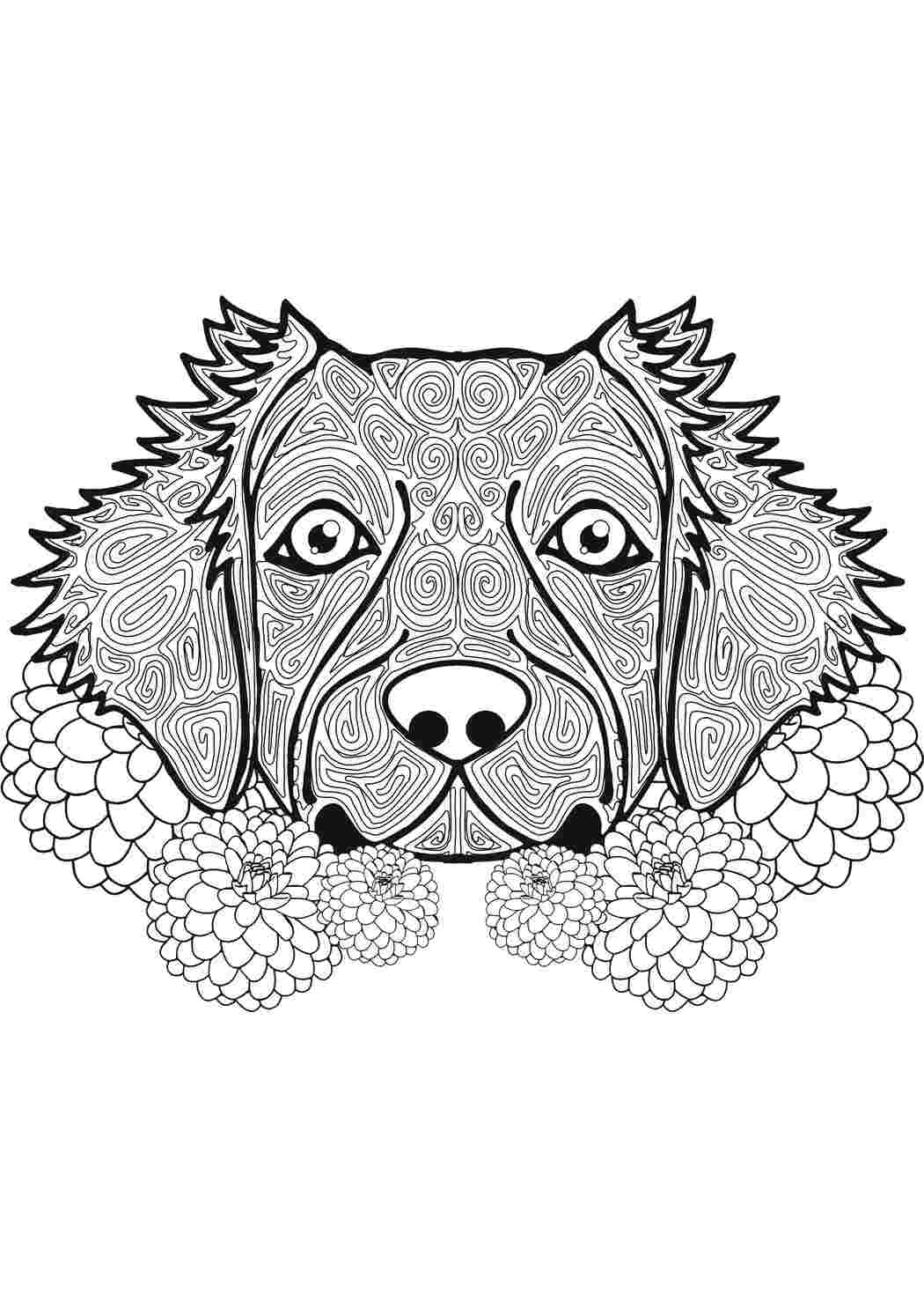 Раскраски Собачка в узорах раскраски антистресс собака, узоры, цветы