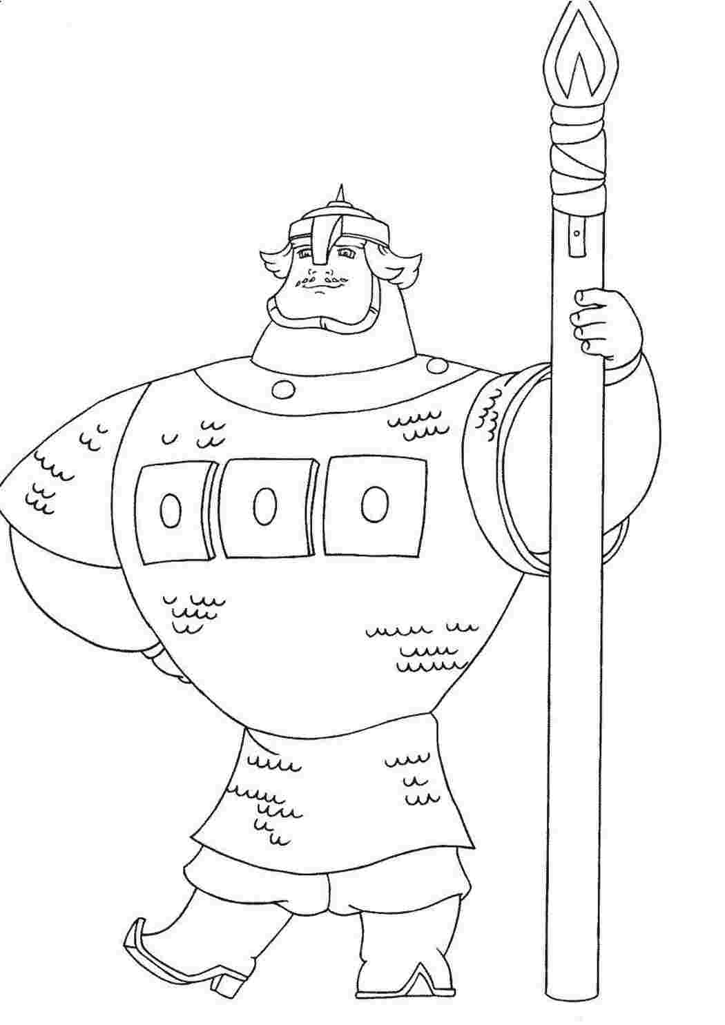 Раскраски Добрыня никитич три богатыря Добрыня Никитич, богатырь
