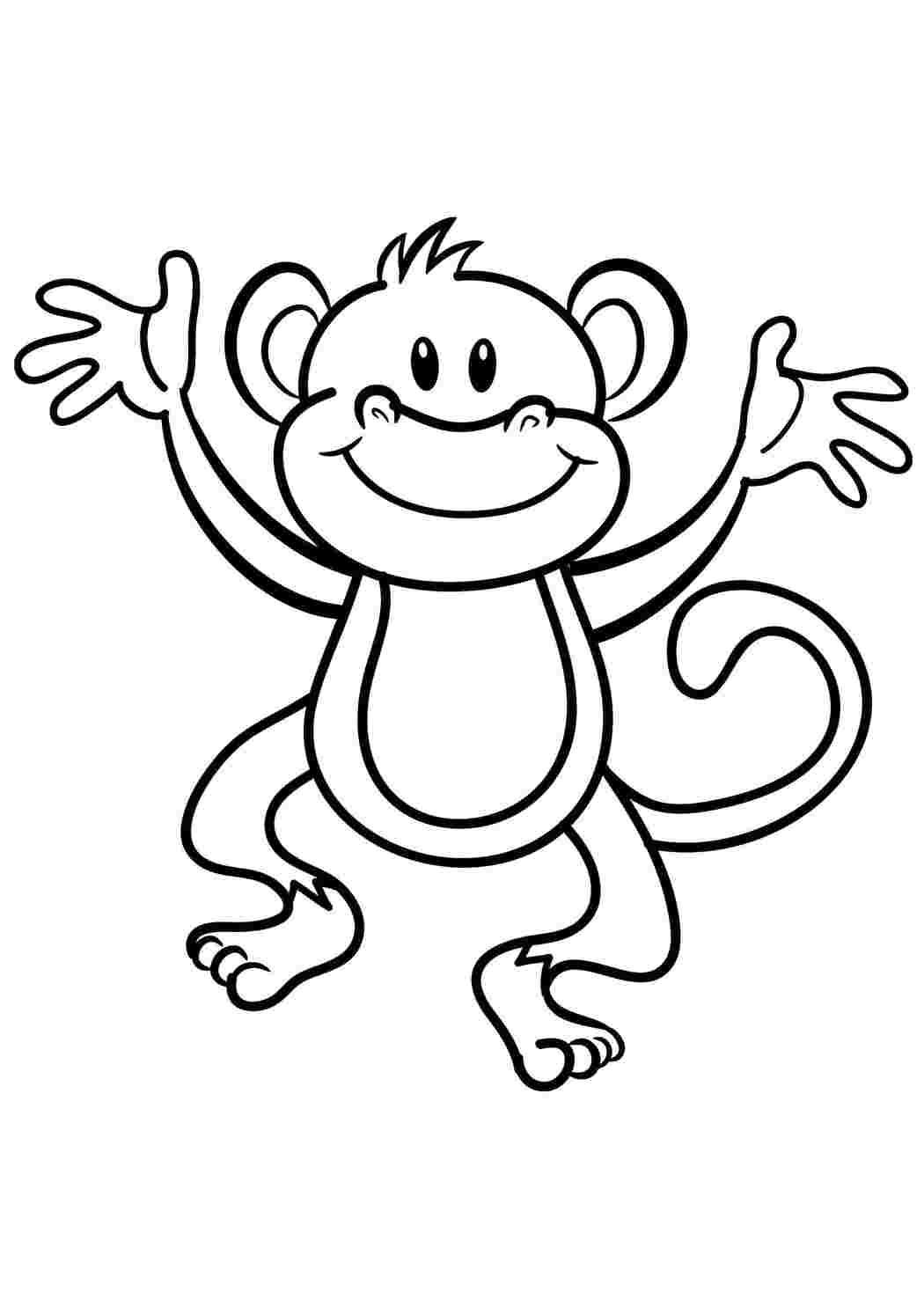 Раскраски Прыгучая обезьянка Раскраски для малышей Животные, обезьянка