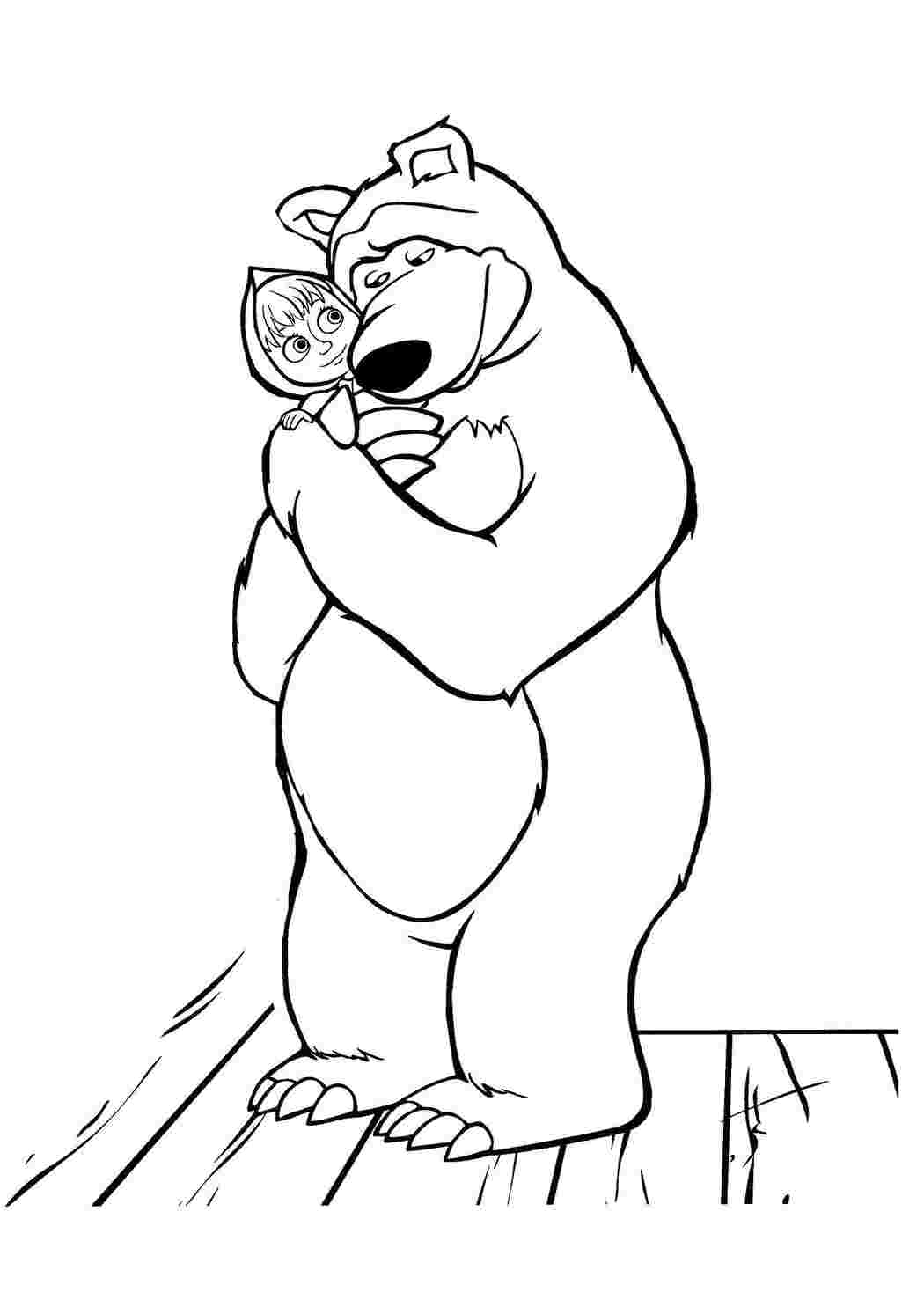 Раскраски Миша обнимает машу маша и медведь Маша, Медведь