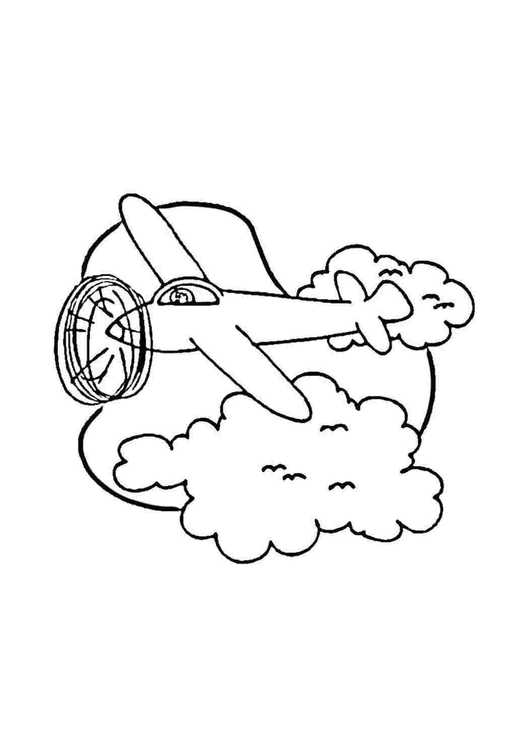 Раскраски Раскраска самолет в облаках самолет самолет