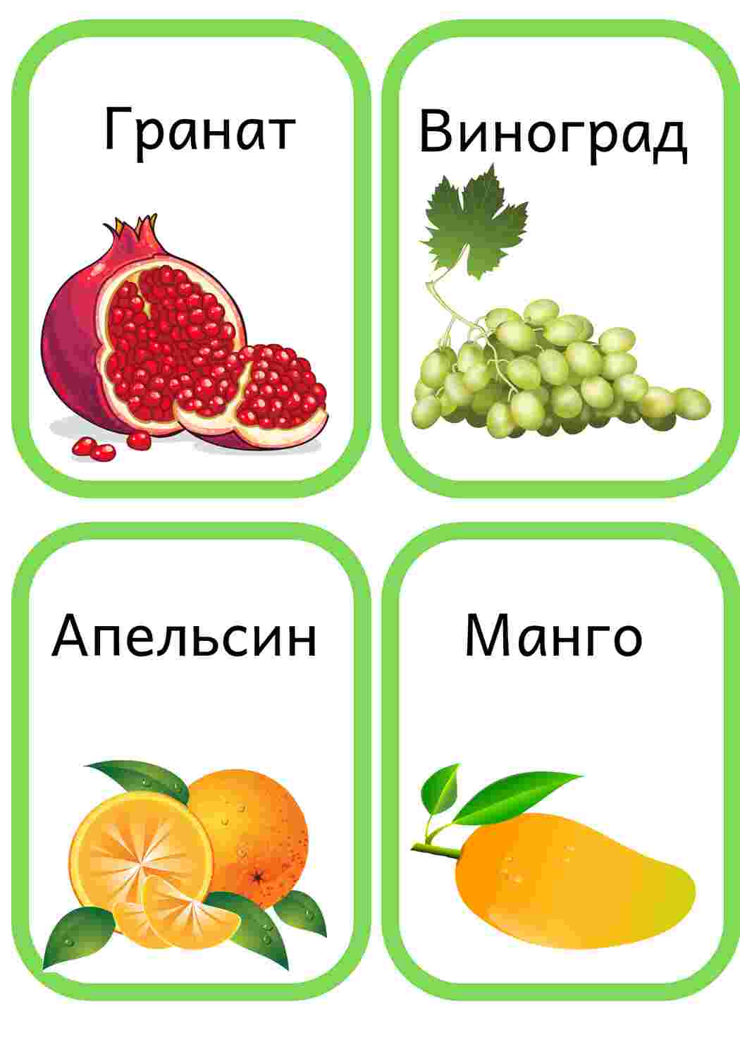 Раскраски Карточки с ягодами и фруктами для раннего развития. Уроки природоведения для дошкольников пособия для изучения природы с малышами.