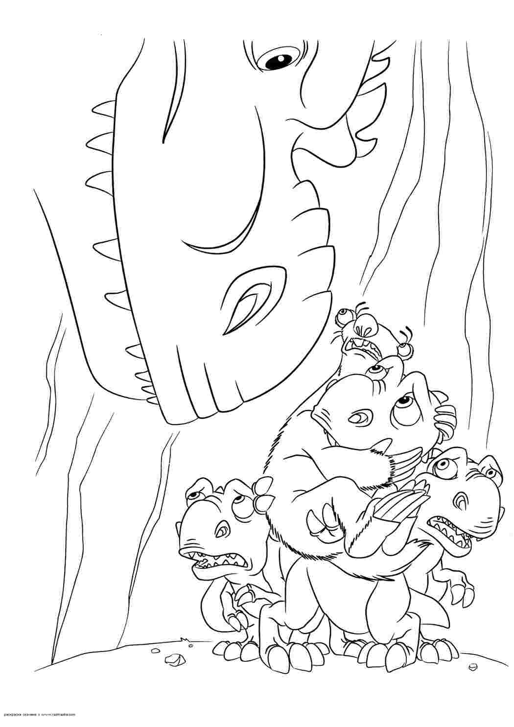 Раскраски Раскраска Динозаврики и Сид. Раскраска Раскраска Ледниковый период 3 : Эра динозавров, картинки из мультфильма для раскрашивания, динозавр и ленивец динозавр динозавр
