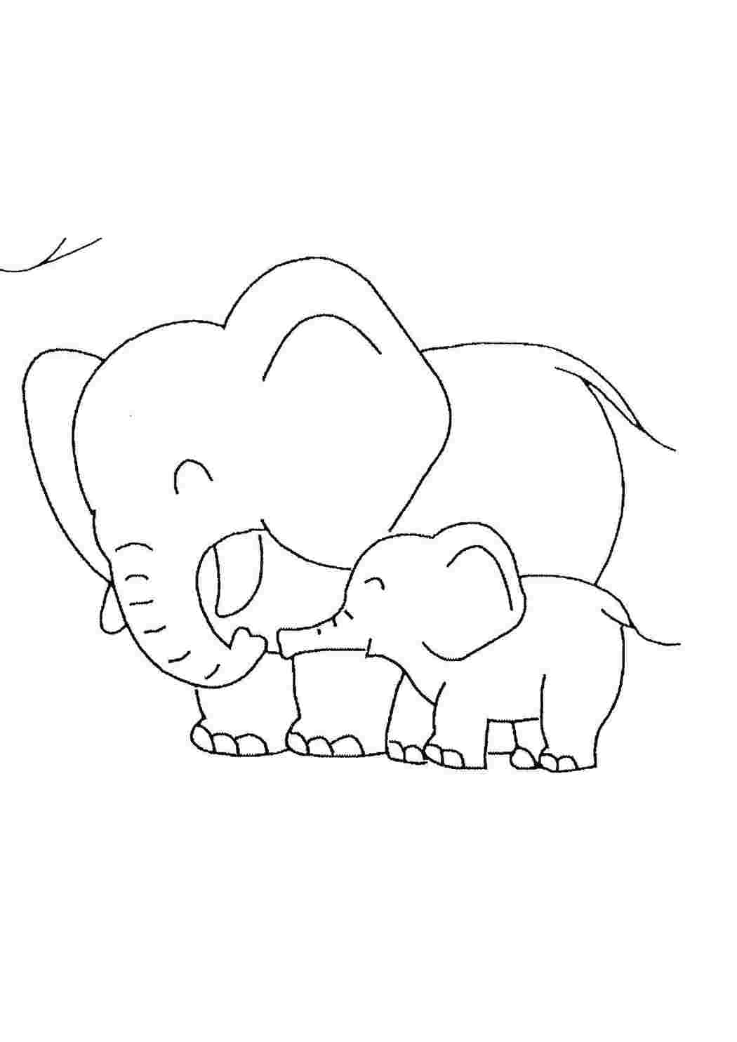 Раскраски Слоник и большой слон Животные слон, слоненок, животные