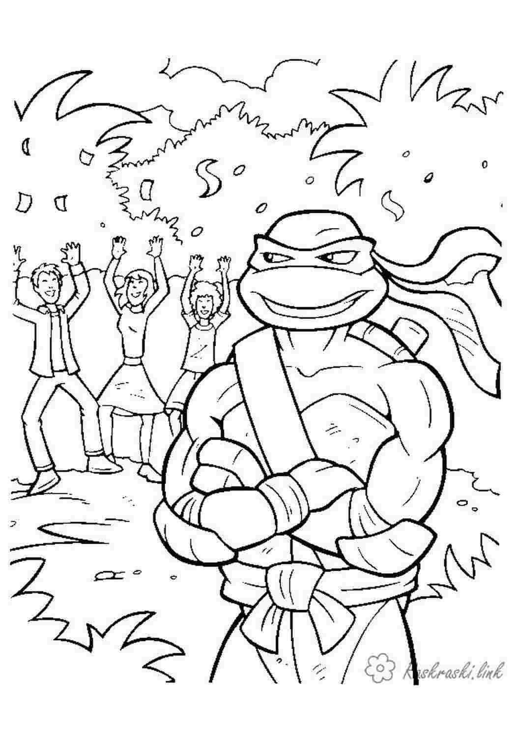 Раскраски черепашки ниндзя, раскраски, раскраски мальчикам, teenage mutant ninja turtles, победа Раскраски Черепашки Ниндзя 