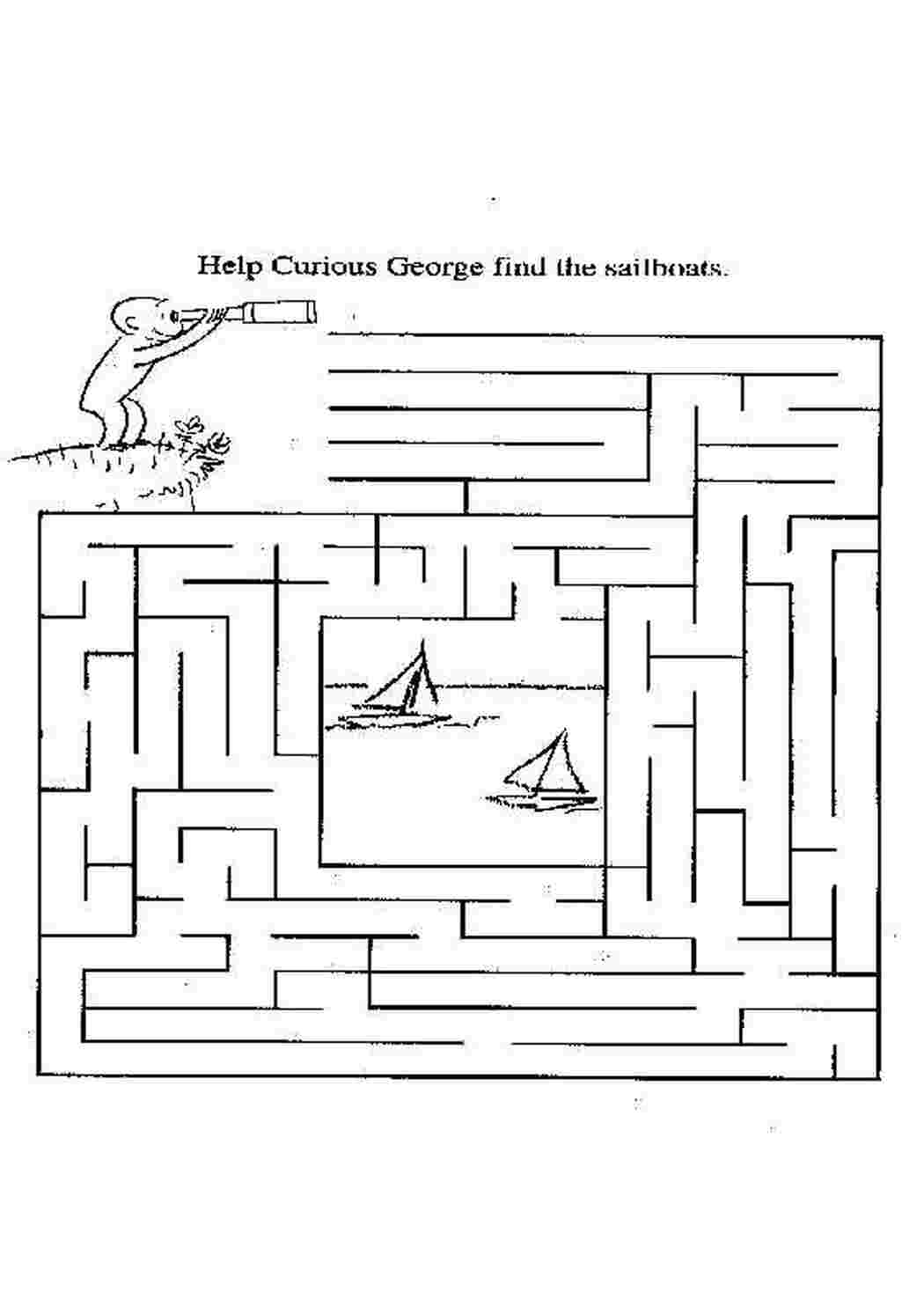 Раскраски Помоги найти кораблики Лабиринты Лабиринт, логика