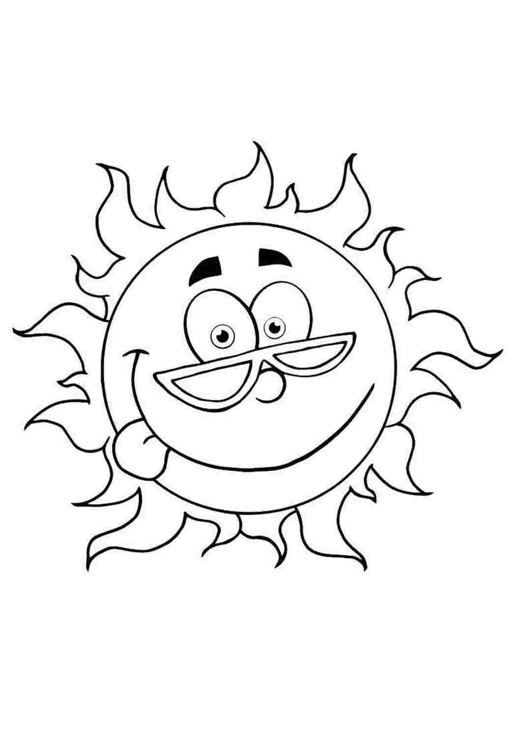 Раскраски Солнце в очках Летние развлечения солнце, очки, язык
