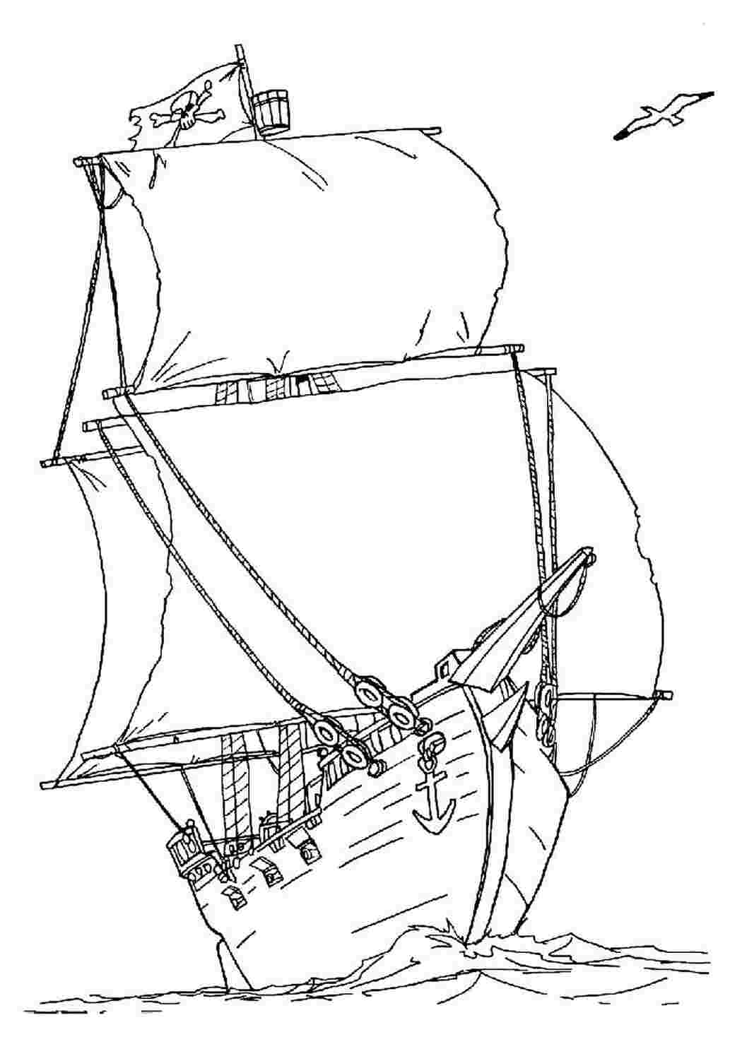 Раскраски Раскраска корабль под пиратским флагом Раскраска корабль под пиратским флагом  Раскраски скачать онлайн