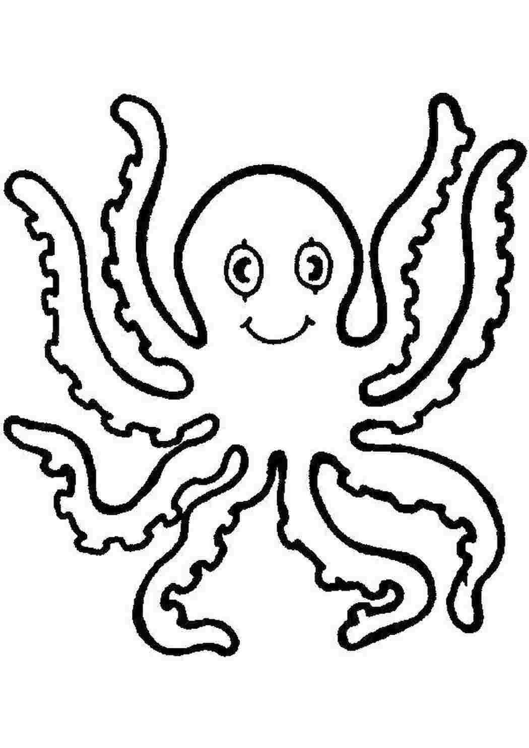 Раскраски Веселый осьминог малышам Подводный мир, осьминог