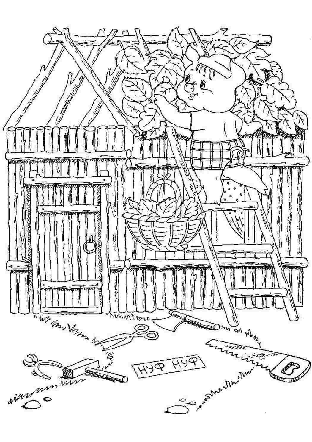 Раскраски, Лиса ждёт журавля в гости, Лиса и журавль Сказки, Лиса и журавль,  Сказки Сказки народов мира , Богатырь на коне, Раскраски 