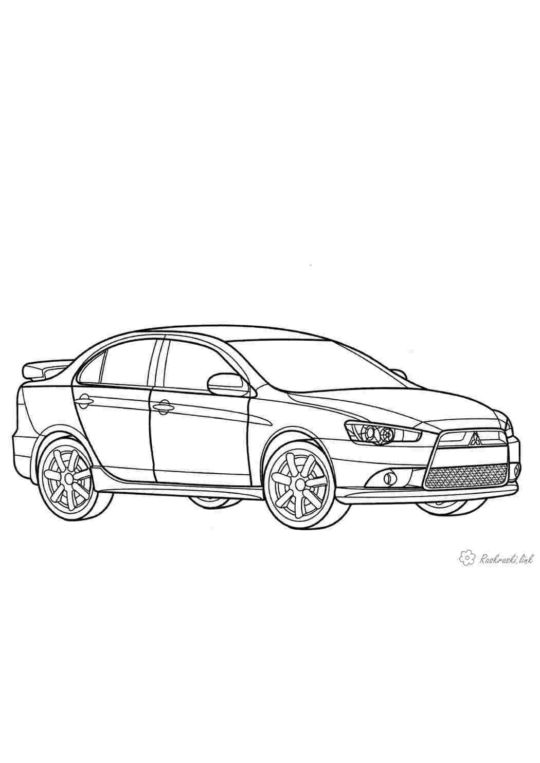 Раскраска раскраска машины. Mitsubishi Lancer раскраска для мальчиков