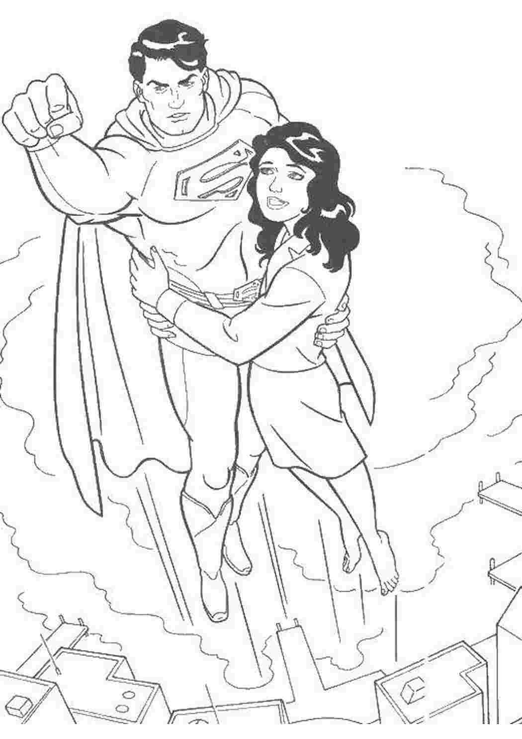 Раскраски Супермен и его девушка Люди икс супермен, девушка, плащ