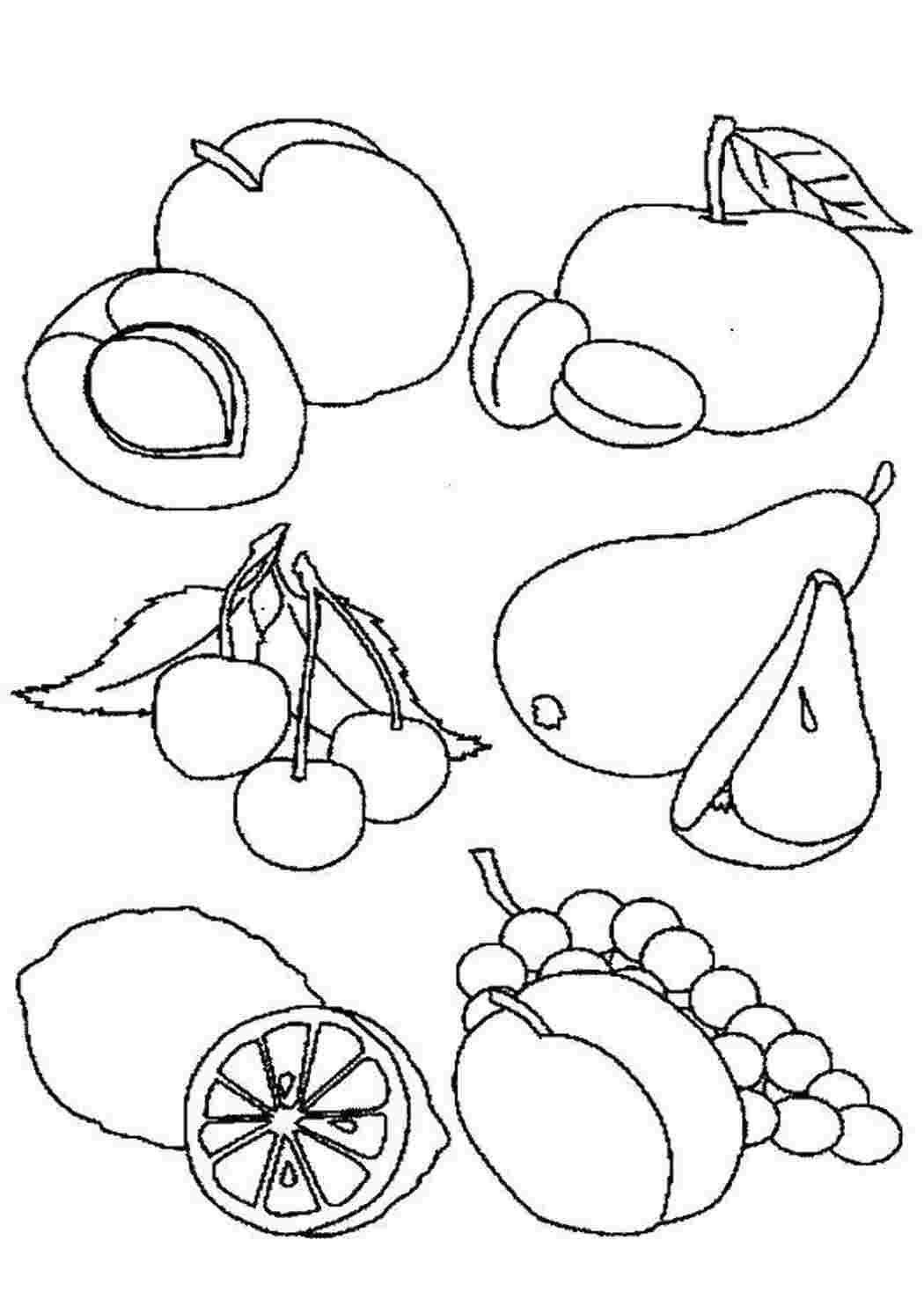 Раскраски Фрукты и ягоды. еда еда, фрукты, ягоды