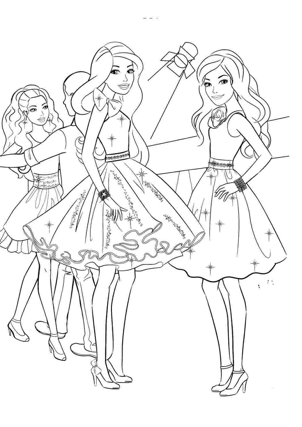Раскраски Барби с моделями на показе Барби барби, платье