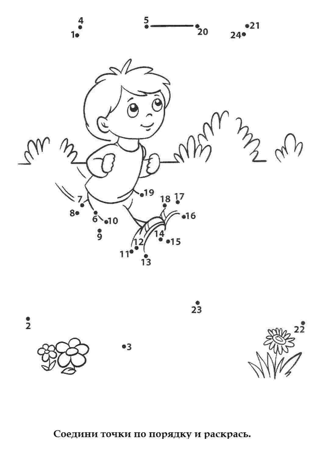 Раскраска соедини точки мальчик на кочелях  Раскраски скачать онлайн