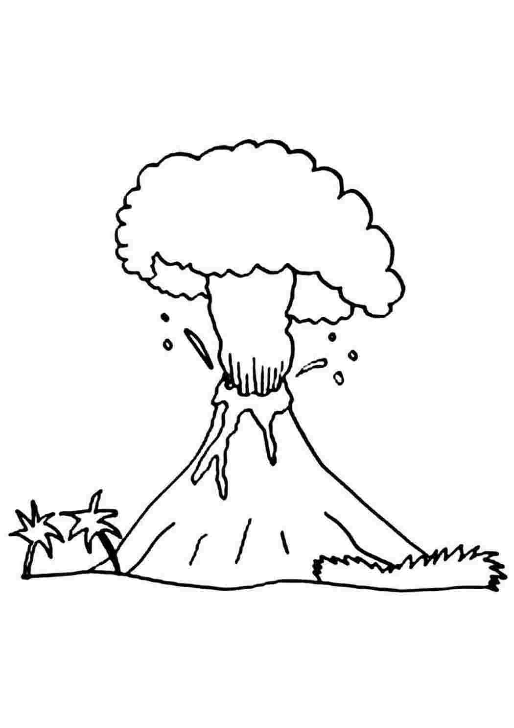 Раскраски Раскраски для изучения окружающего мира. Раскрась извержение вулкана явления природы. Раскраски с вулканами 