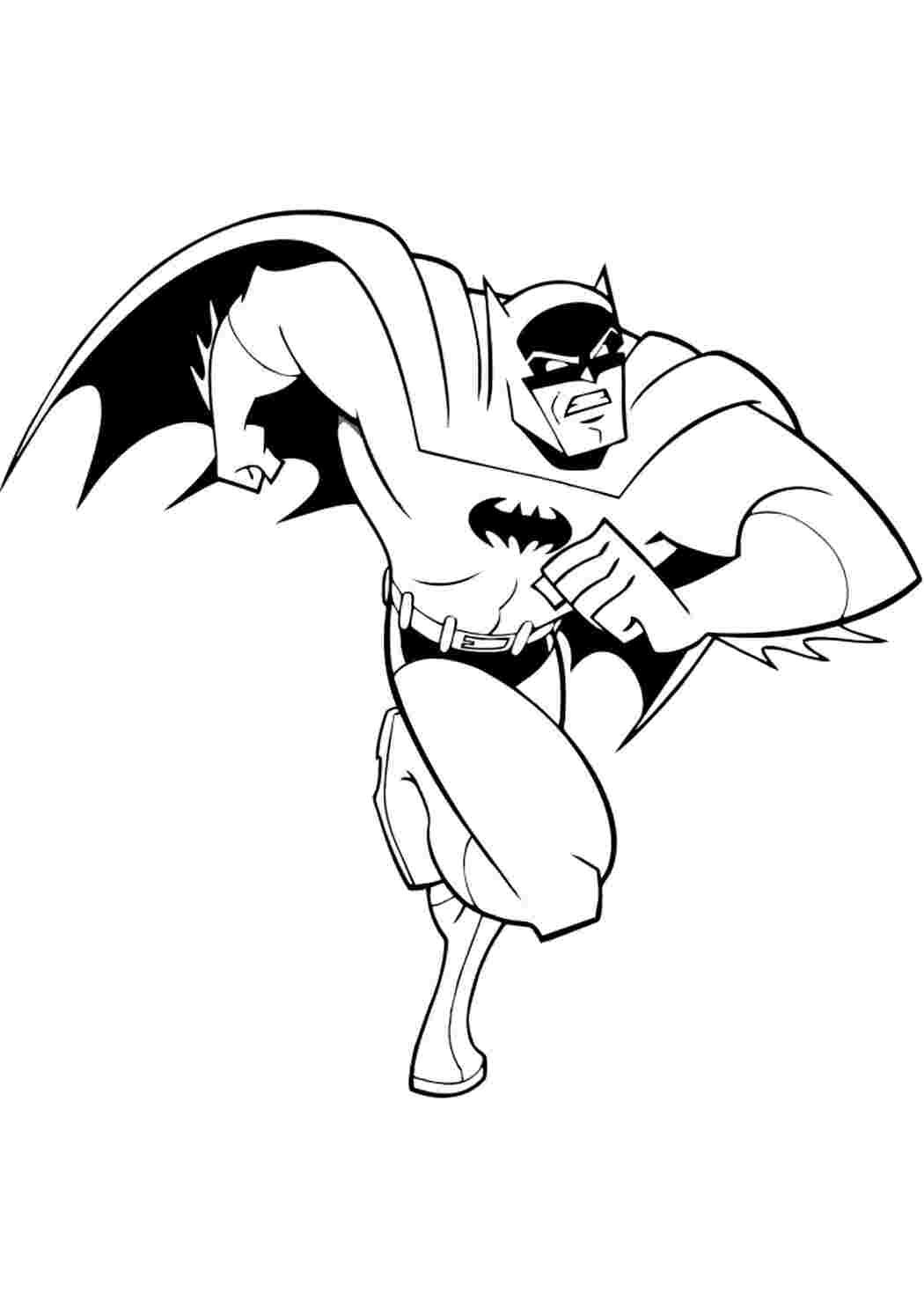 Бэтмен спешит на помощь Раскраски скачать и распечатать бесплатно.