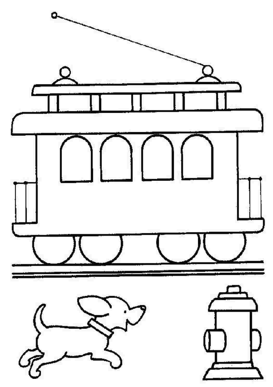 Раскраски картинки на рабочий стол онлайн Вагончик поезда, собака Распечатать раскраски для мальчиков