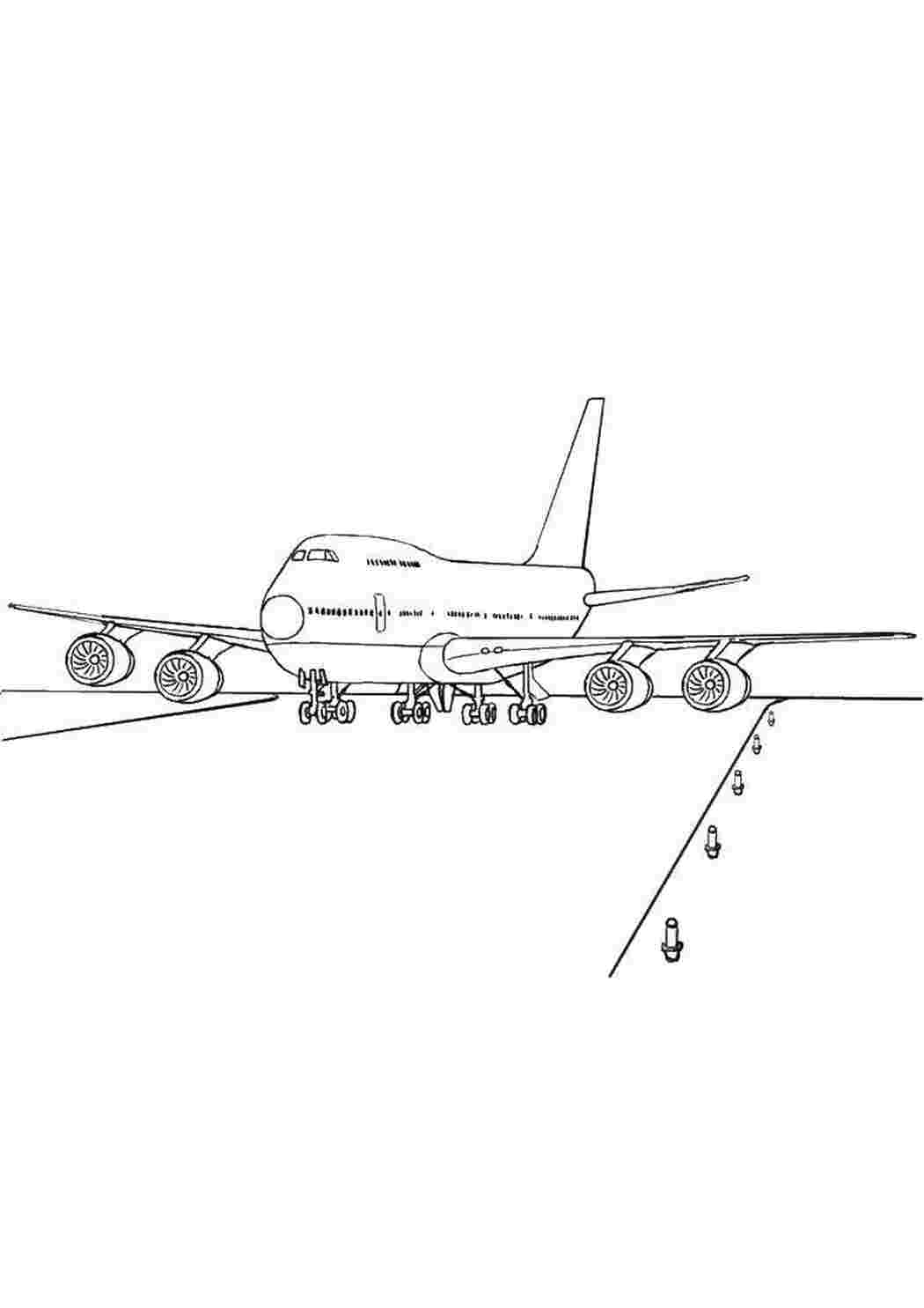 Раскраски Самолет на полосе Самолеты самолет, шасси, полоса