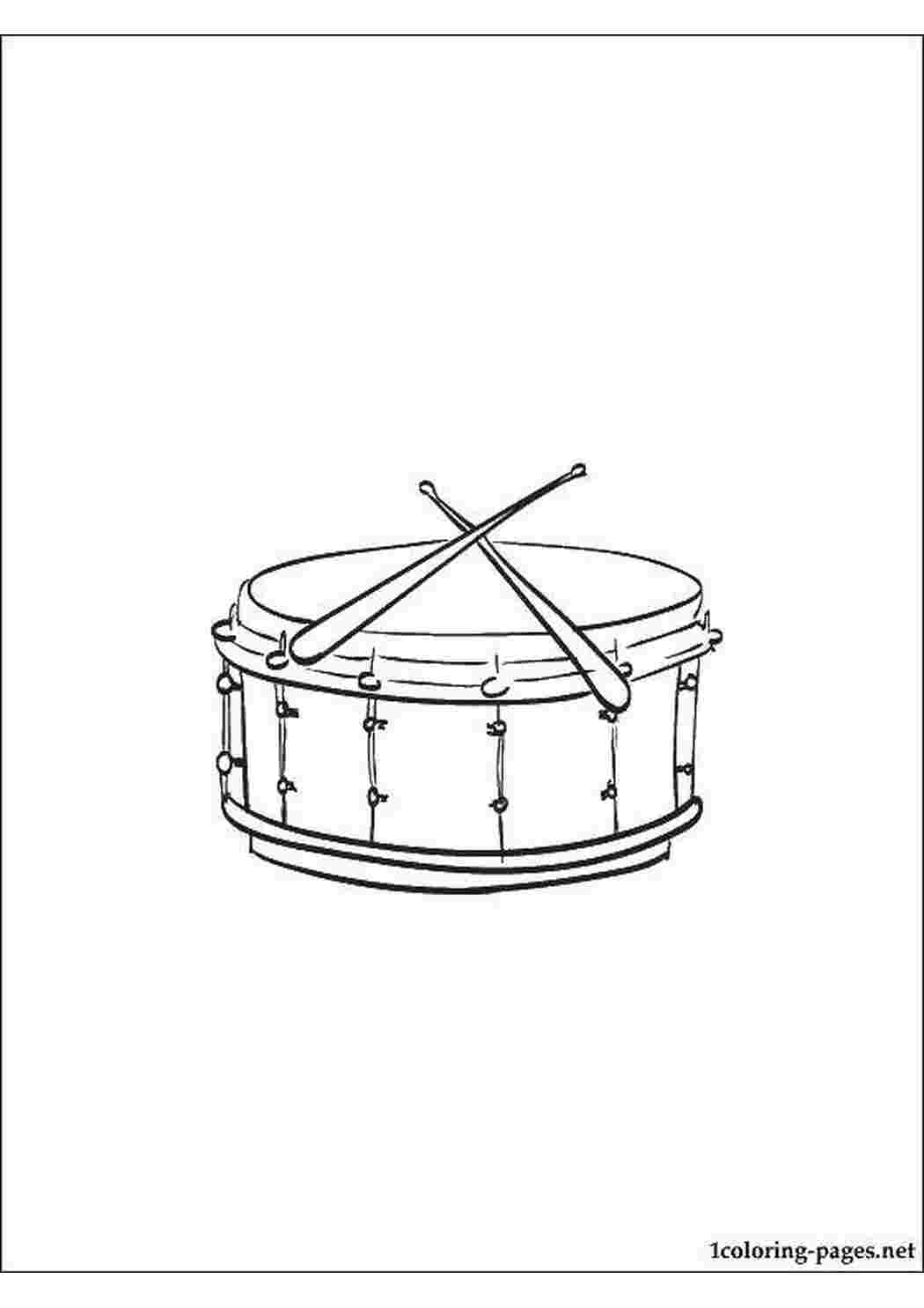 Раскраски Барабан и палочки Барабан музыкальные инструменты, барабаны, палочки