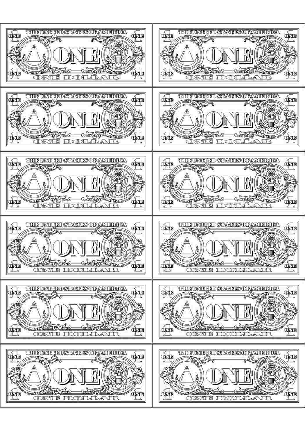 Раскраска доллары