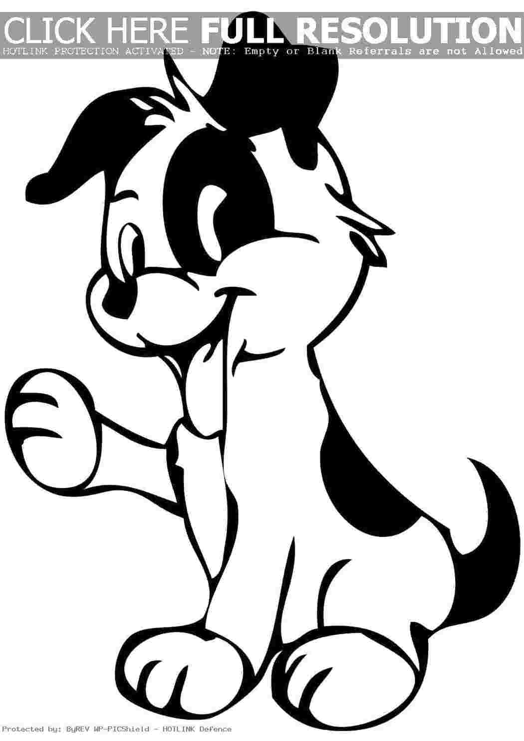 Раскраски Черно белый щенок собаки щенок, хвостик, ушки