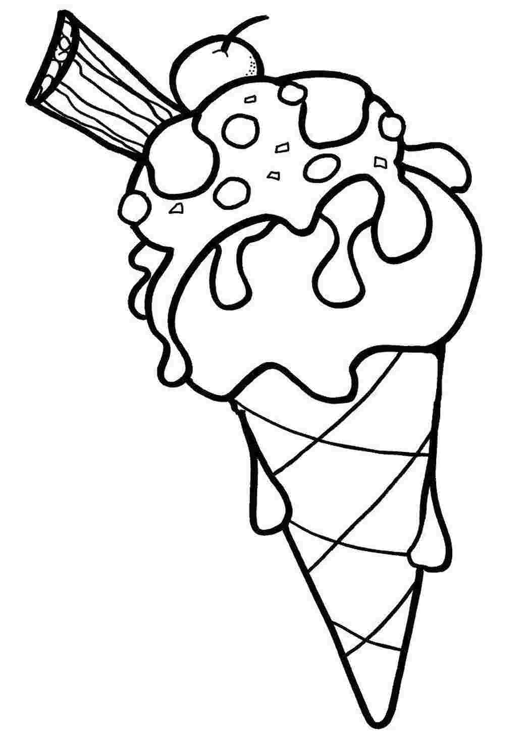 Раскраски Мороженое с вишенкой мороженое мороженое, вишня