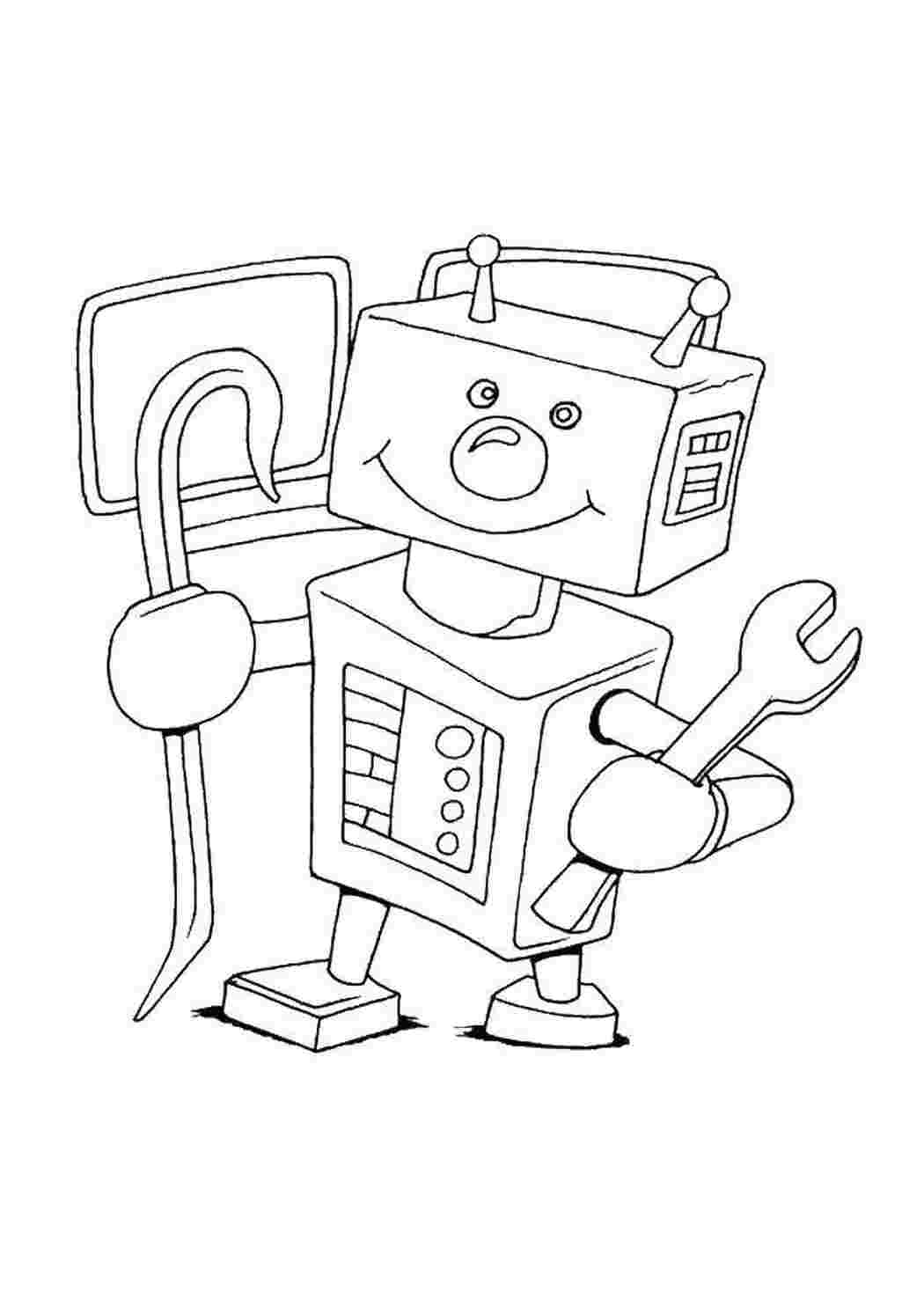 Раскраски Робот работник роботы Робот