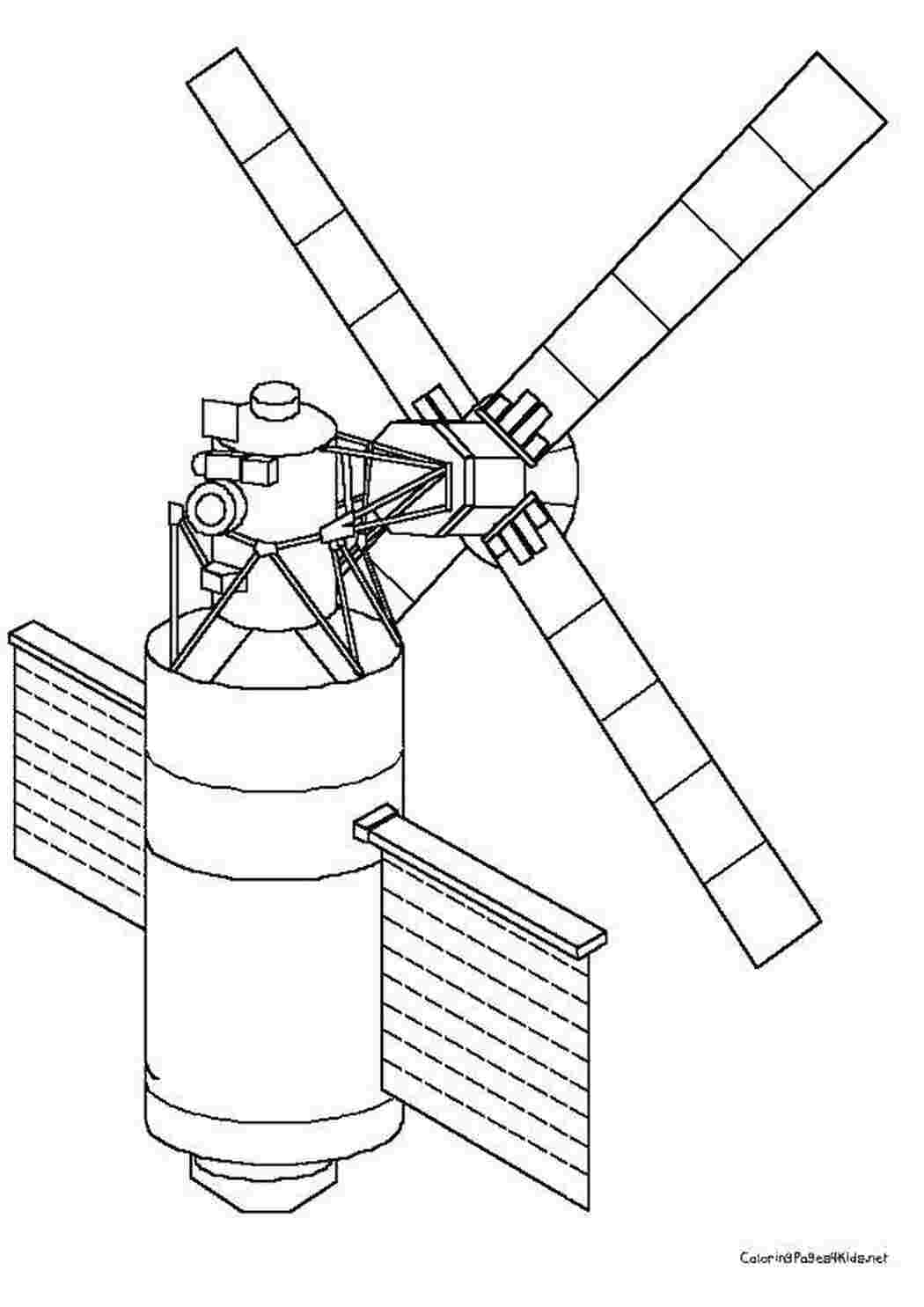 Раскраски Огромный спутник ракеты Космос, спутники, Вселенная