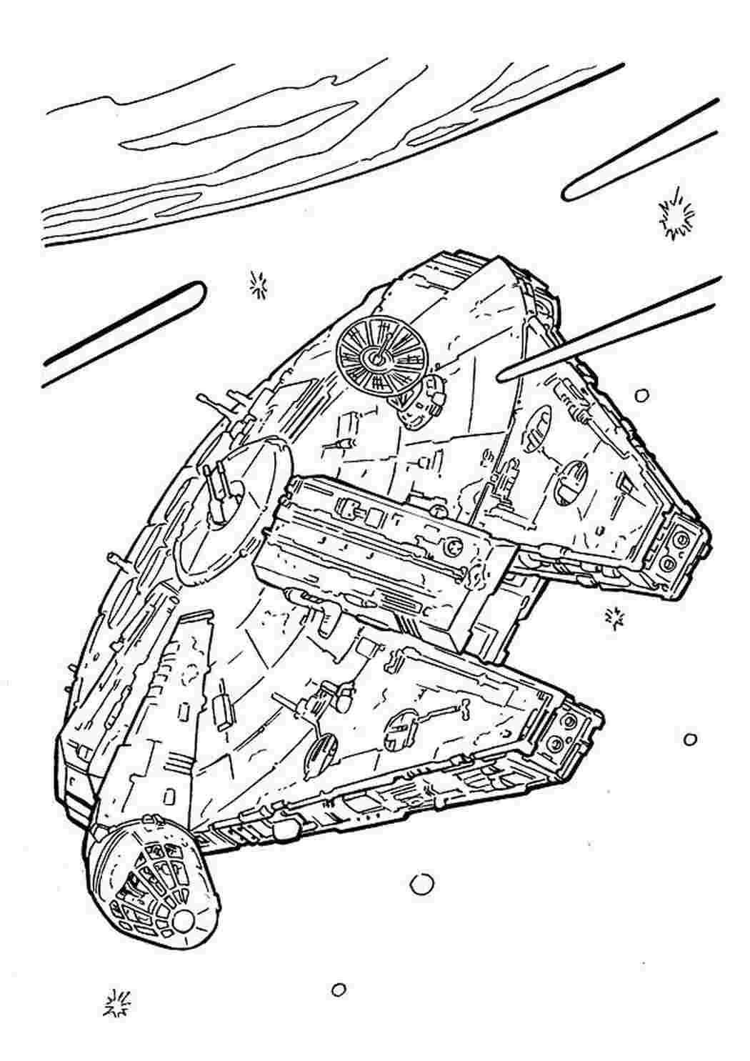 Корабль соло - сокол - раскраска из фильма: звездные войны  Раскраски скачать онлайн