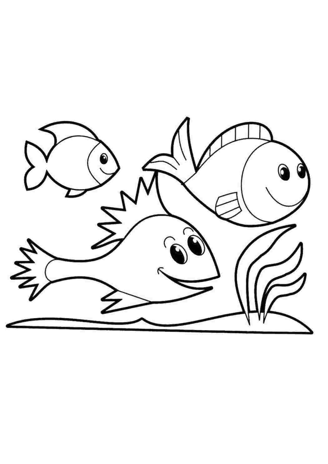 Раскраски Рыбки в море рыбы рыбки, море, вода