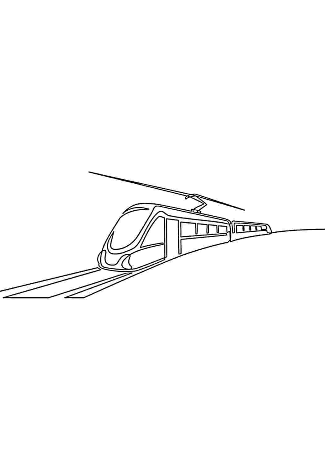 Современная электричка - раскраска для детей Раскраски скачать и распечатать бесплатно.