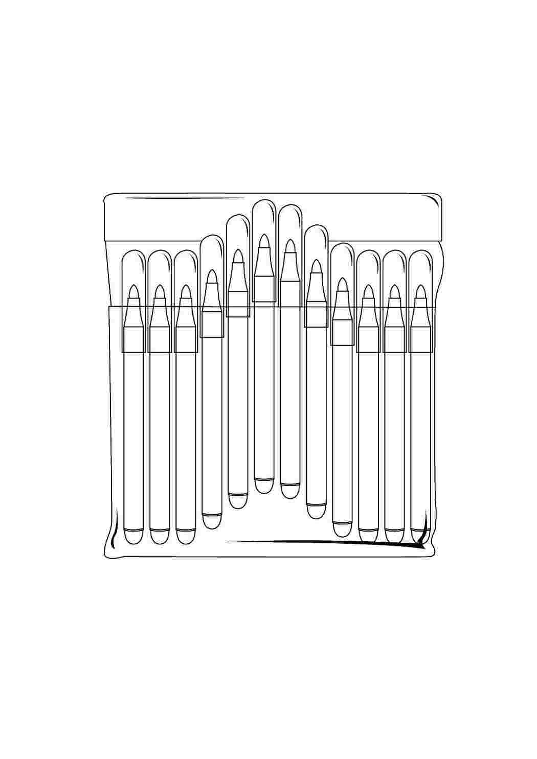 Раскраски Пачка фломастеров школьные принадлежности Школьные принадлежности