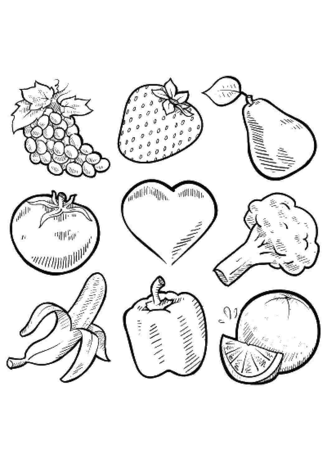 Раскраски Овощи и фрукты Овощи овощи, фрукты