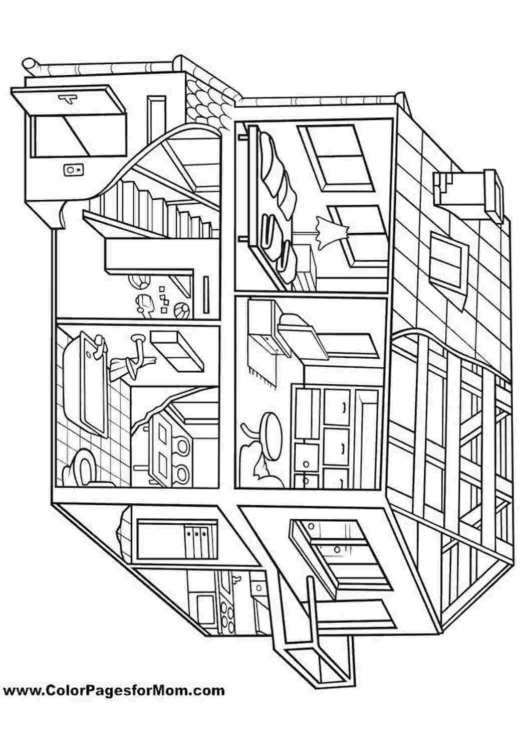 Раскраски План дома здания Дом, здание