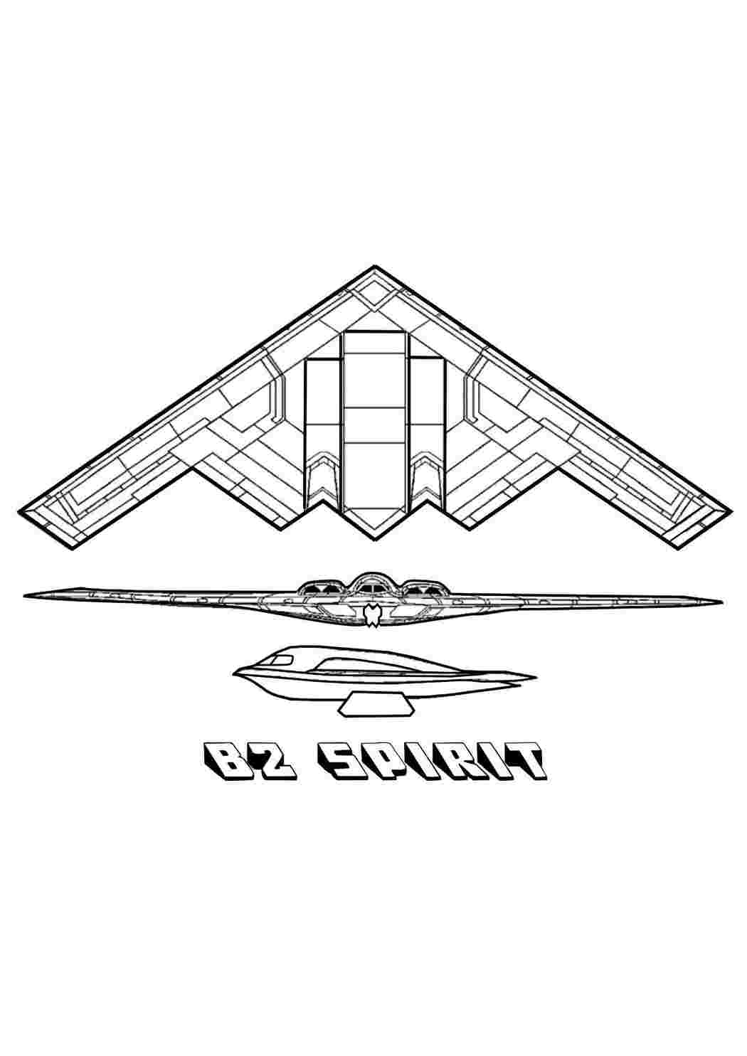Раскраски картинки на рабочий стол онлайн Самолет призрак, вид сверху, вид снизу, вид сбоку Раскраски для мальчиков бесплатно